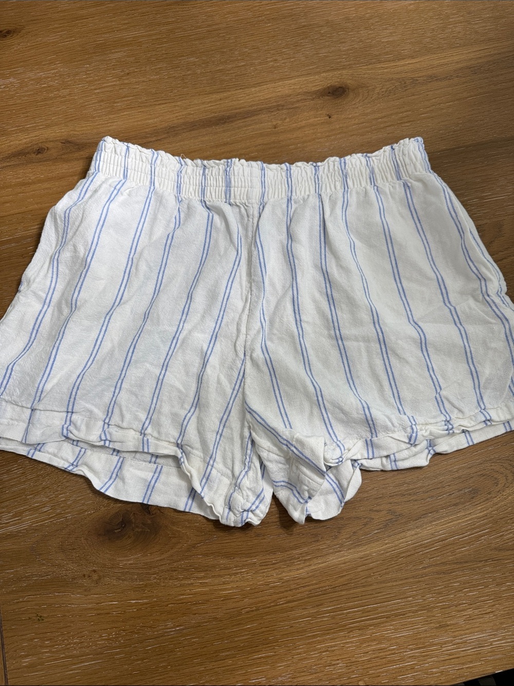 H&M White Shorts with Light Blue Stripes